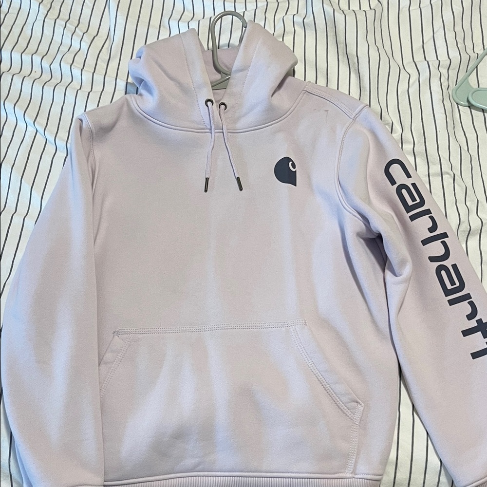 Carhartt Men’s Lavender Crewneck Hoodie with Navy Logo